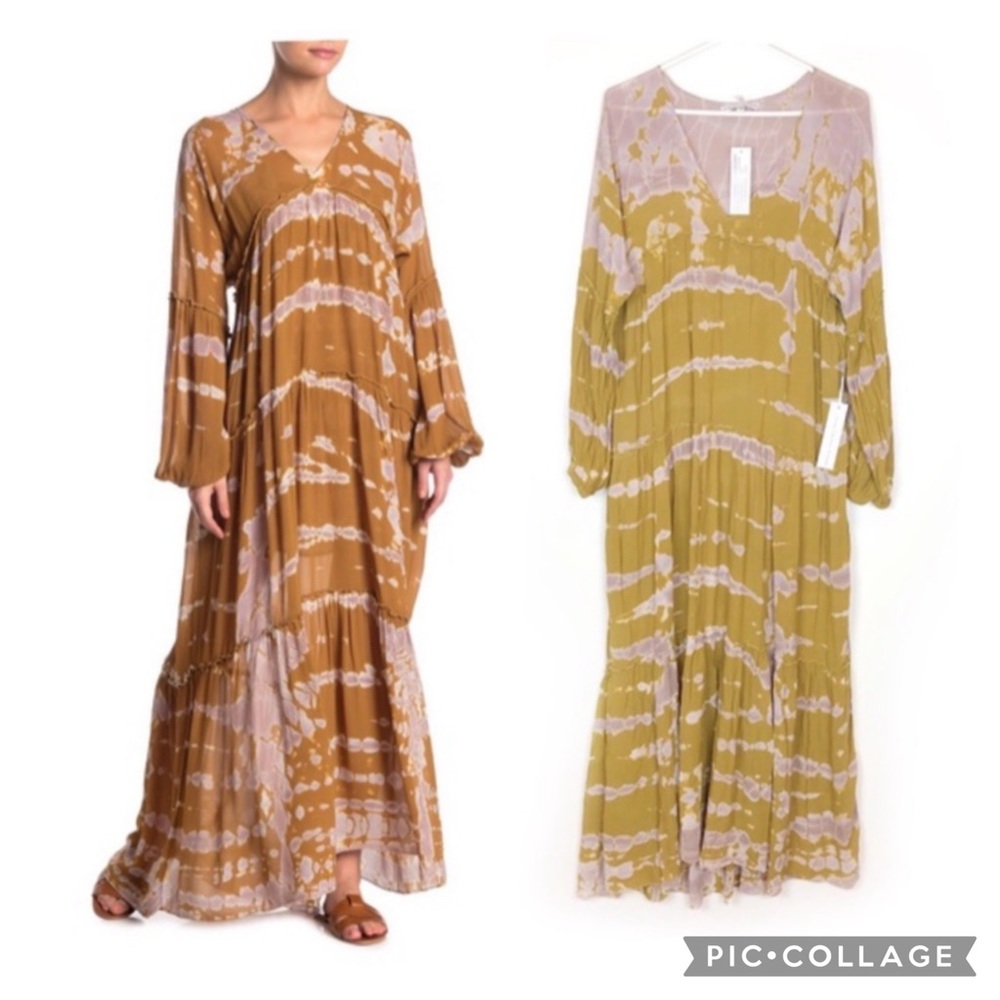 Young Fabulous & Broke Josette Boho Ruffled Tiered Tie Dye Maxi Dress Size S
